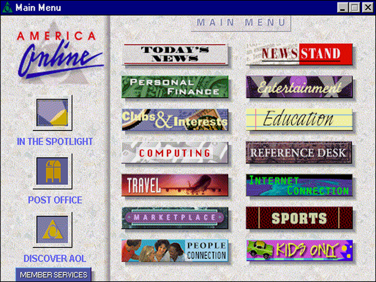 AOL version 2.5, 1995